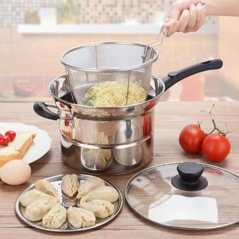 Cooketti 3-in-1 Stainless Fryer and Steamer Pot